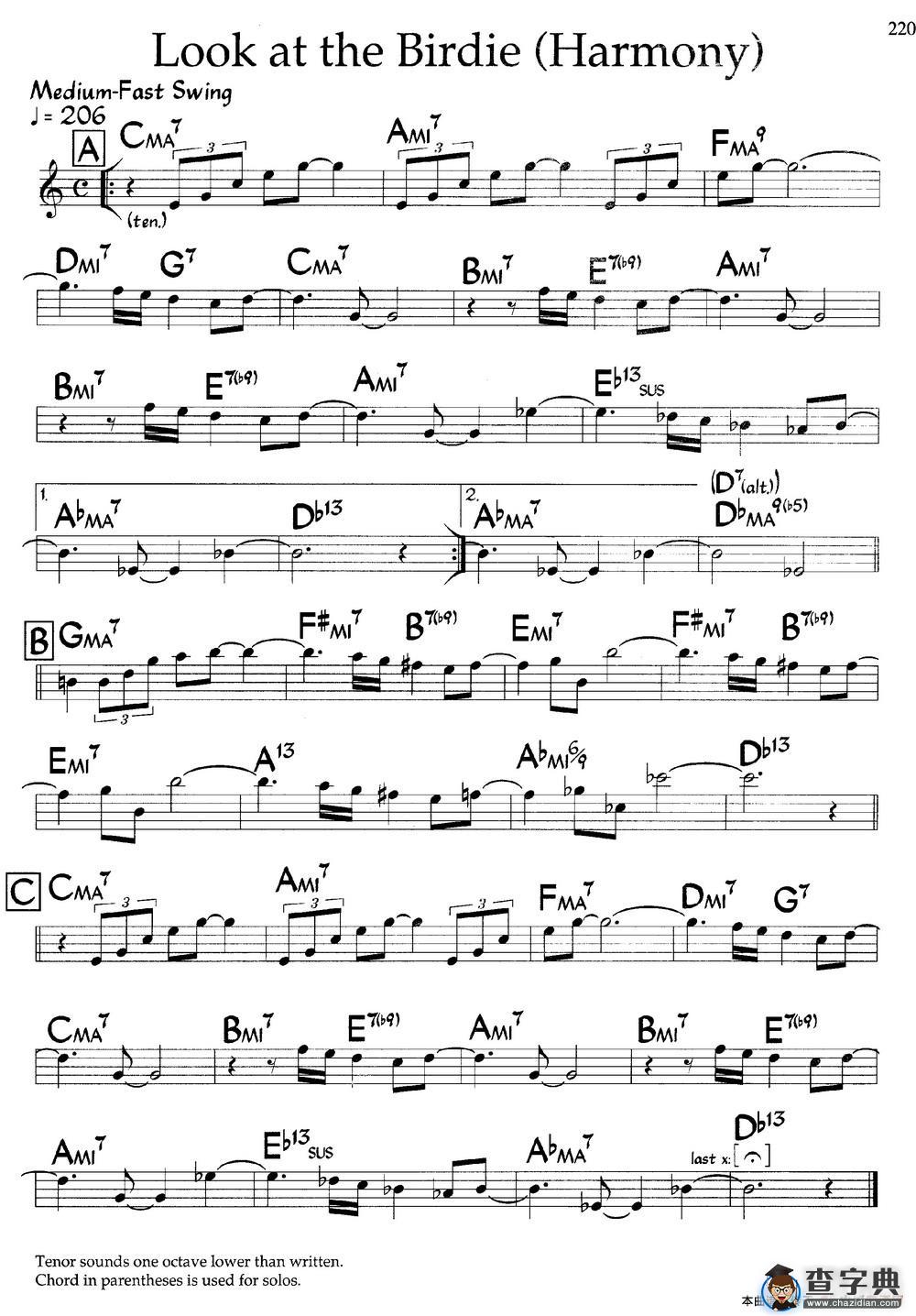 Look at the Birdie（爵士钢琴曲）钢琴谱