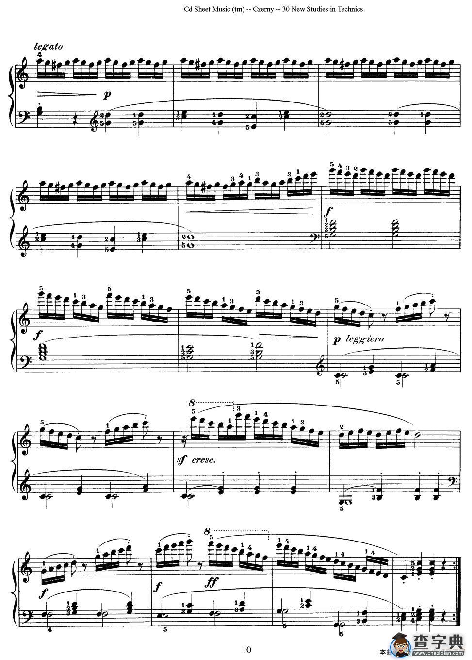 Czerny - 30 New Studies - 6（车尔尼Op849 - 30首练习曲）钢琴谱