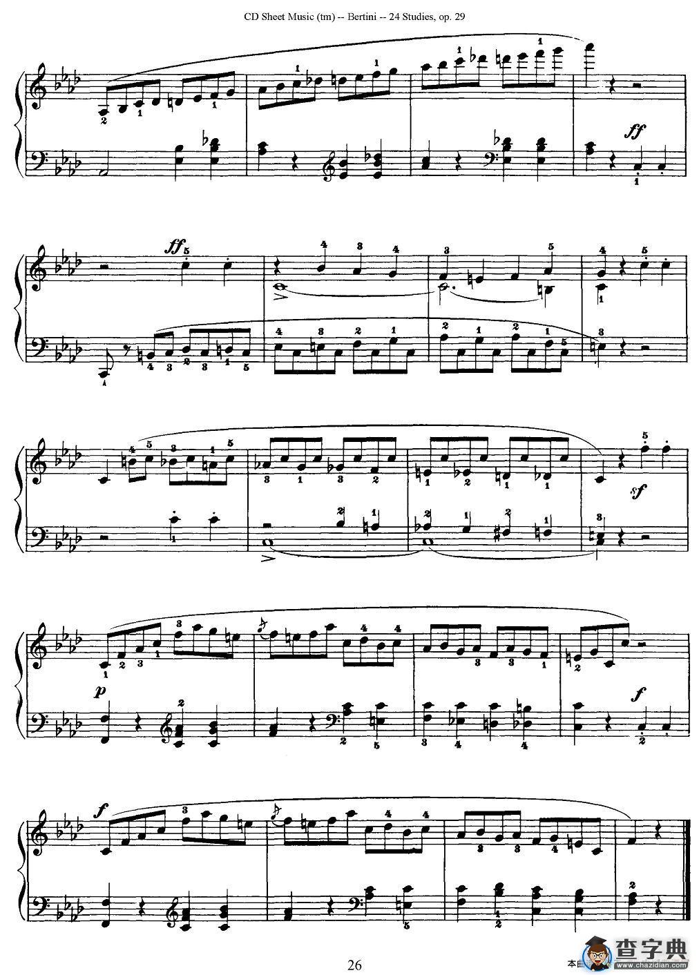 贝伦斯24首钢琴练习曲（16—20）钢琴谱