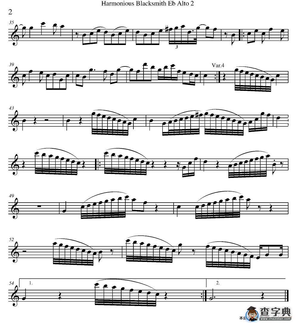Harmonious Blacksmith（快乐的铁匠）（四重奏分谱）萨克斯谱