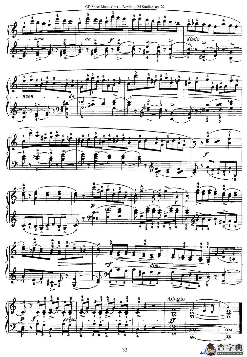贝伦斯24首钢琴练习曲（21—24）钢琴谱