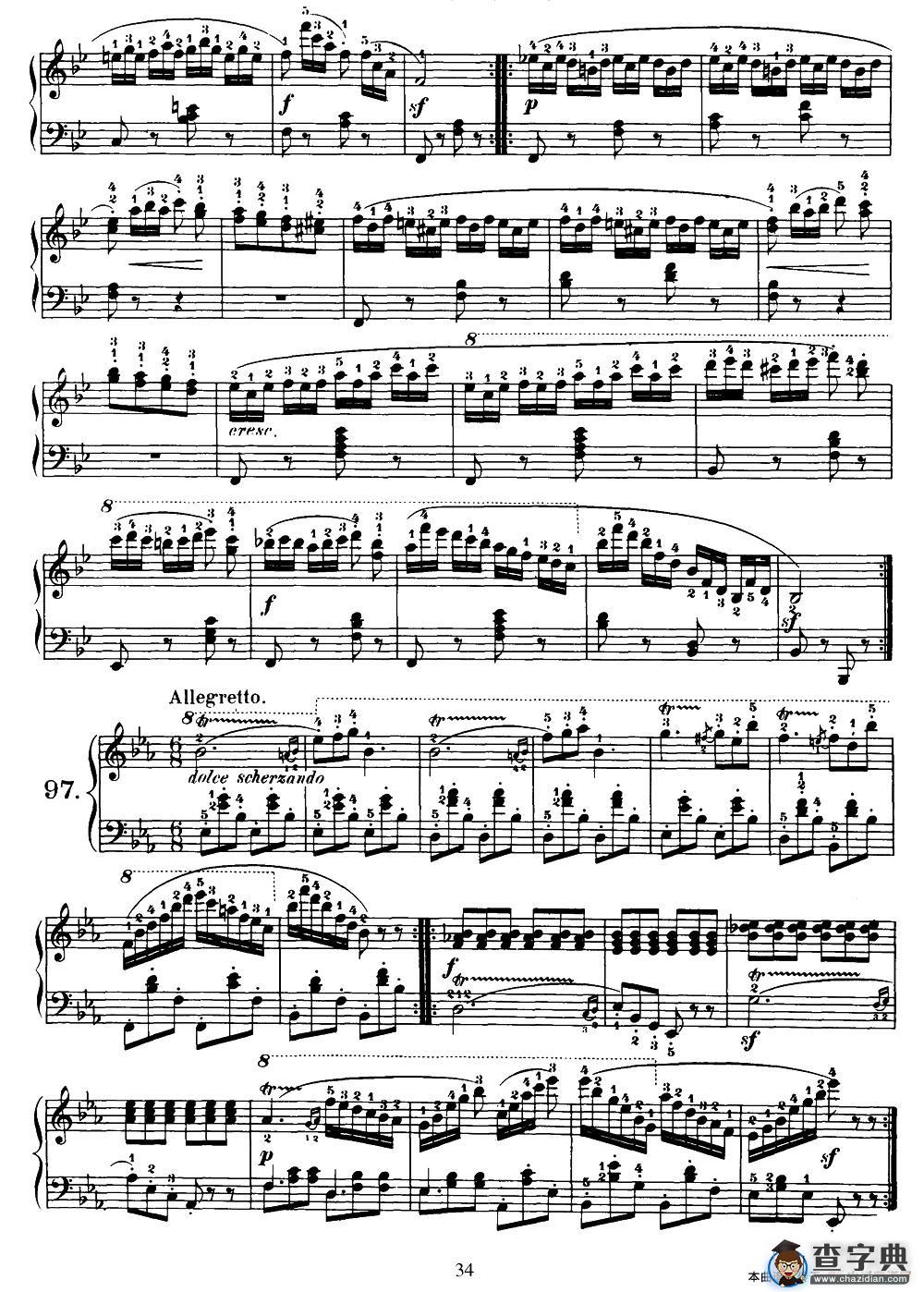 One Hundred and Ten Easy and Progressive Exercises Op.453（车尔尼110首简易练习曲 90——100）钢琴谱