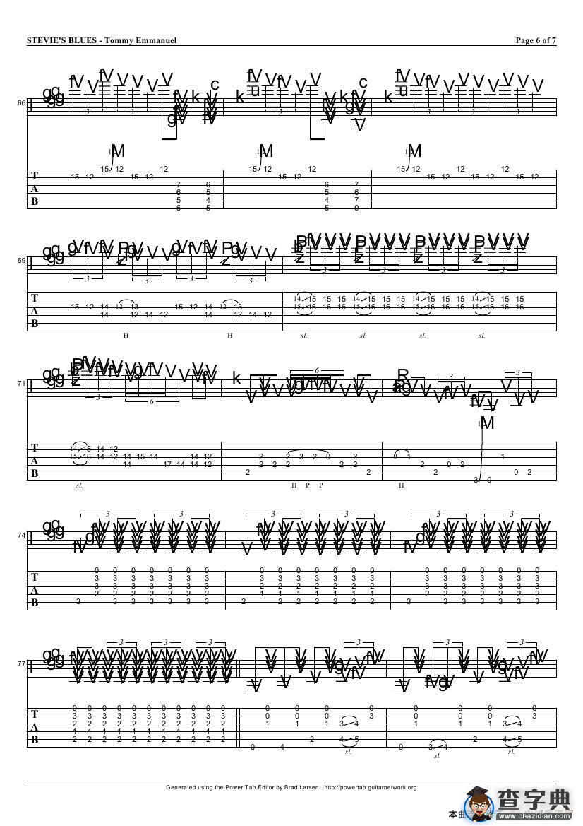 tommy emmanuel：stevies blues（指弹吉它）吉他谱