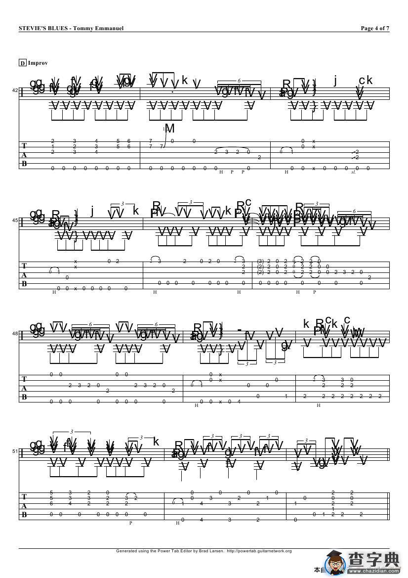 tommy emmanuel：stevies blues（指弹吉它）吉他谱