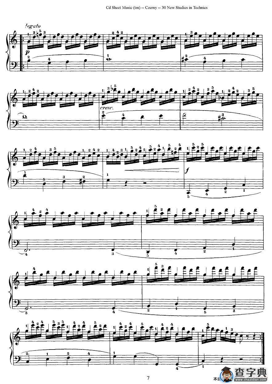 Czerny - 30 New Studies - 4（车尔尼Op849 - 30首练习曲）钢琴谱