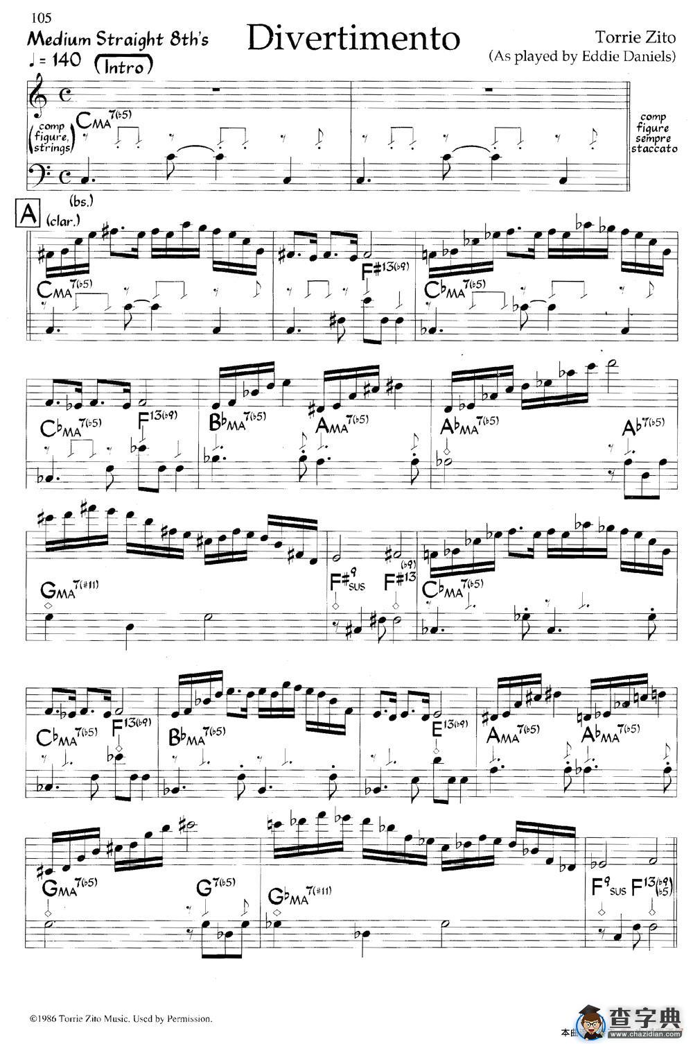 Divertimento（爵士钢琴曲）钢琴谱