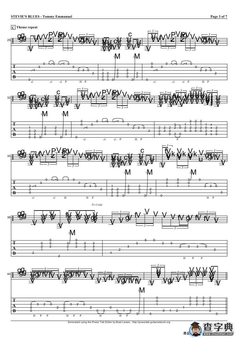 tommy emmanuel：stevies blues（指弹吉它）吉他谱