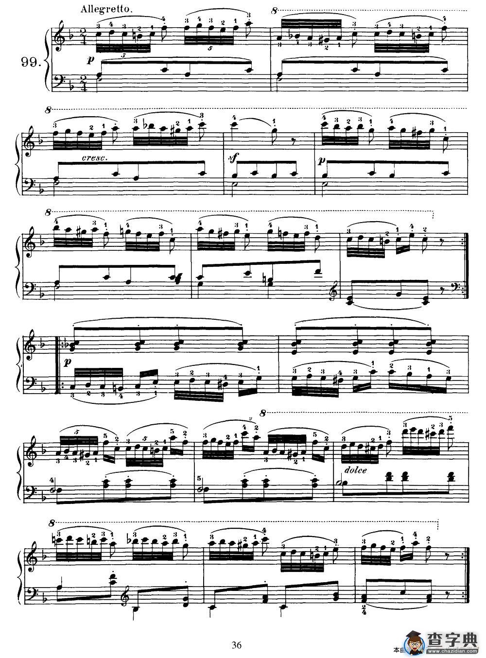 One Hundred and Ten Easy and Progressive Exercises Op.453（车尔尼110首简易练习曲 90——100）钢琴谱