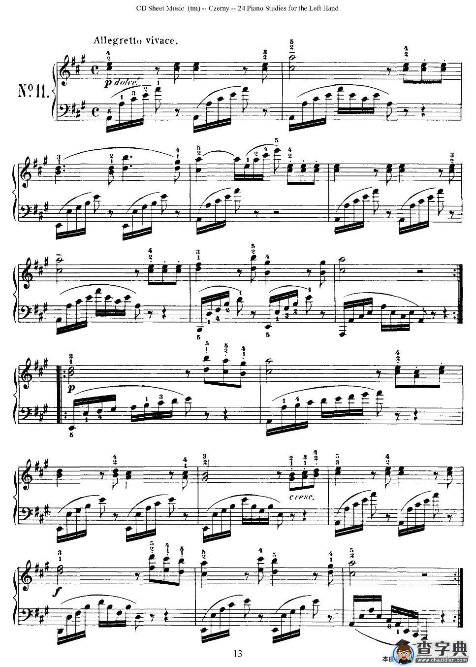 Czerny - 24 Piano Studie（8—16）（车尔尼 - 24首钢琴练习曲）钢琴谱