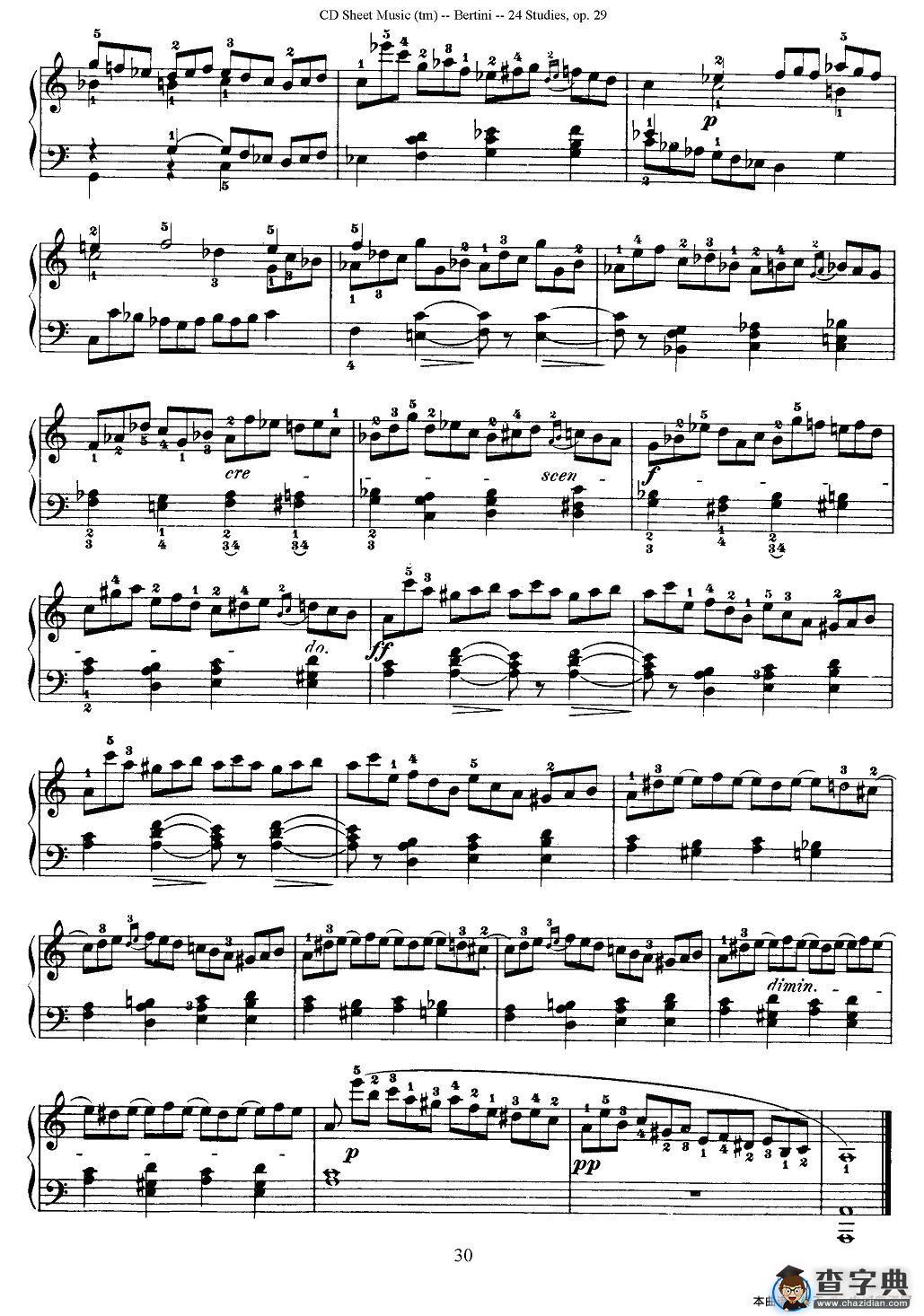 贝伦斯24首钢琴练习曲（21—24）钢琴谱