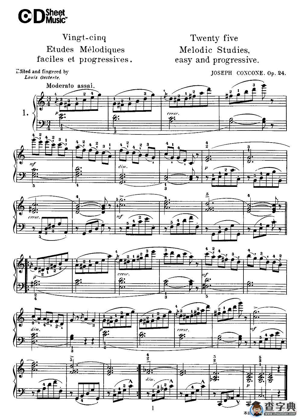 Concone - 25 Melodic Studies easy and progressive（1—5）钢琴谱