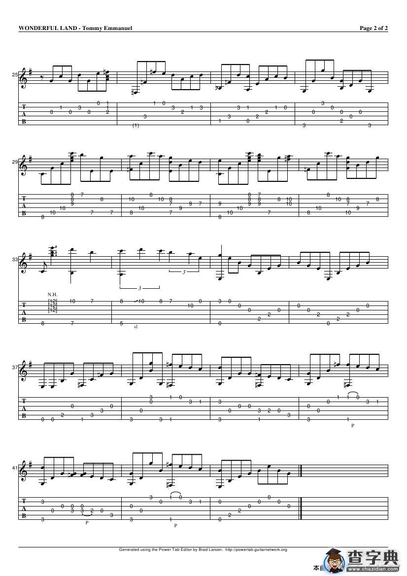 tommy emmanuel：wonderful land live（指弹吉它）吉他谱