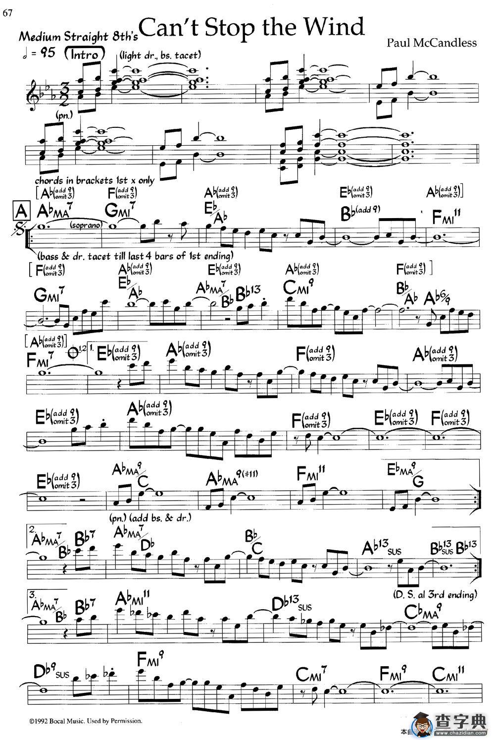 Cant Stop the Wind（爵士钢琴曲）钢琴谱