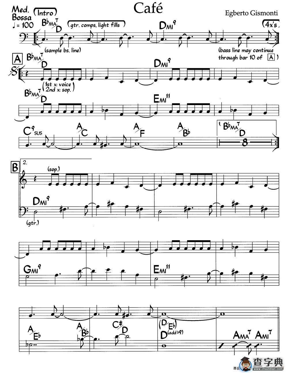 Cafe（咖啡馆）（爵士钢琴曲）钢琴谱