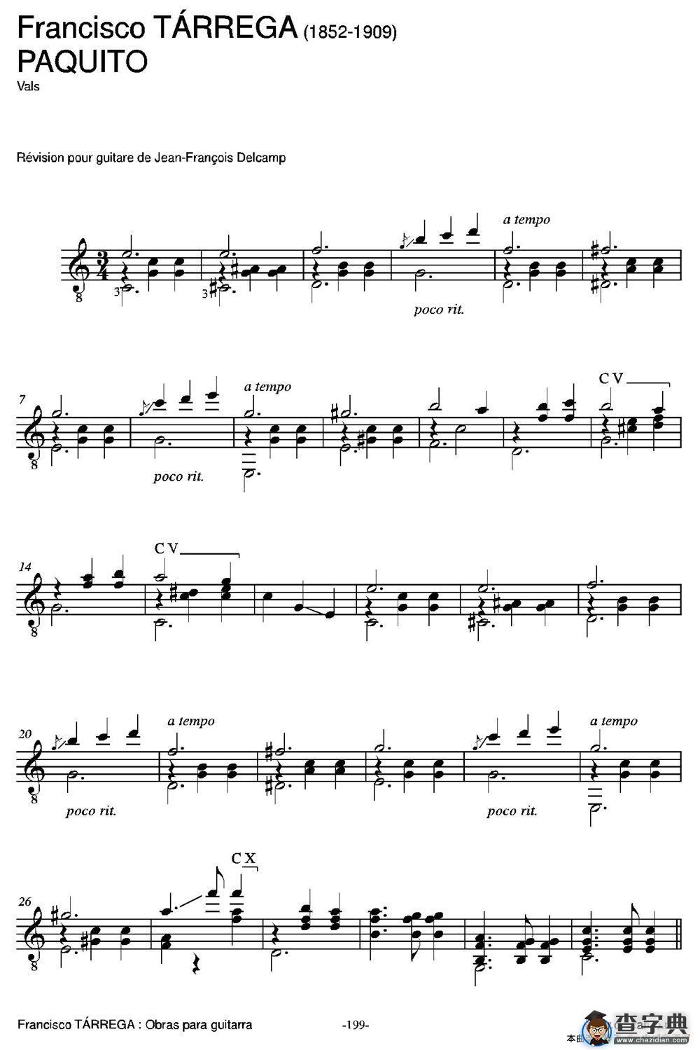 PAQUITO(Vals)（古典吉他）吉他谱