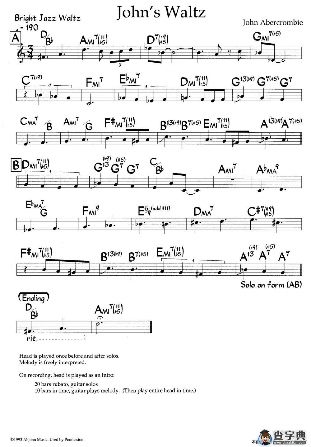 Johns Waltz（爵士钢琴曲）钢琴谱