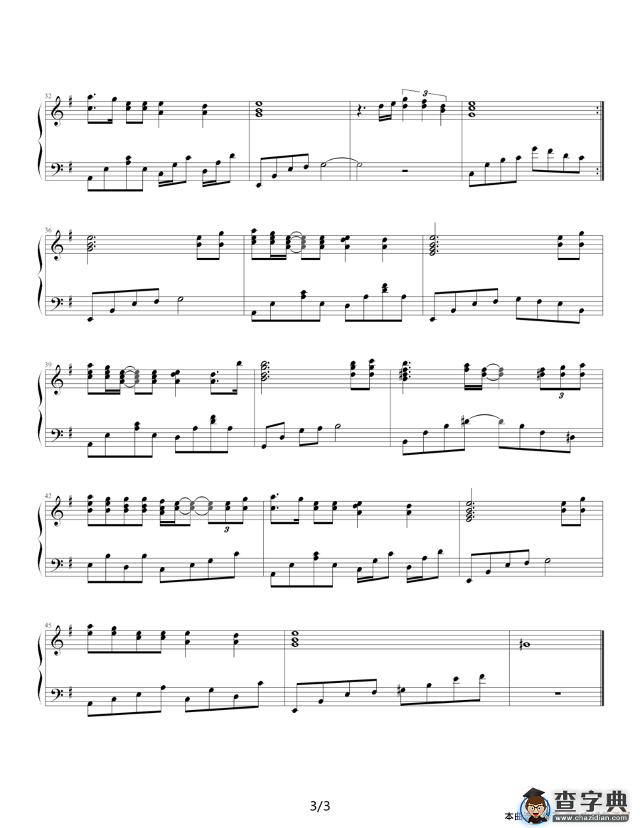 离歌（姚若龙词 Yoon Il Sang曲）钢琴谱