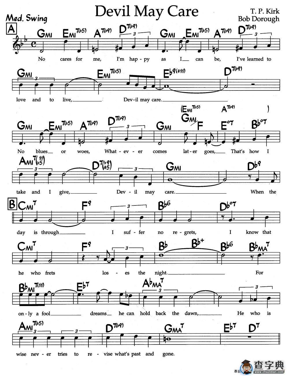 Devil May Care（爵士钢琴曲）钢琴谱
