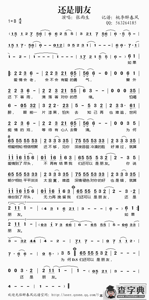 还是朋友（张雨生演唱）简谱