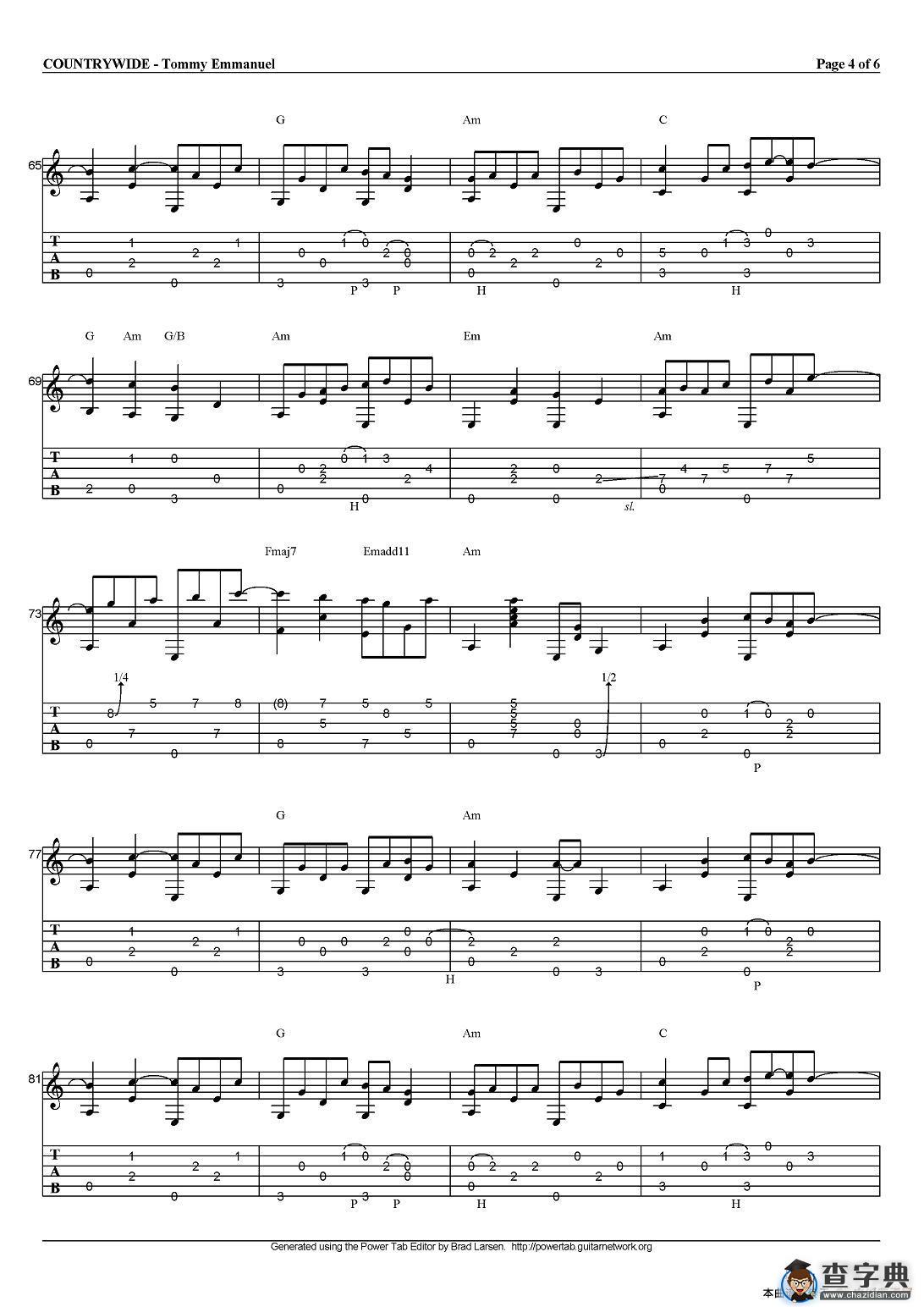 tommy emmanuel：countrywide（指弹吉他）吉他谱
