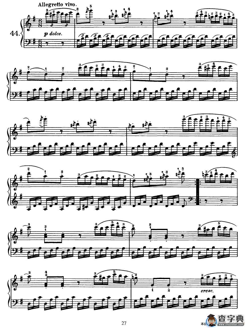 One Hundred and Ten Easy and Progressive Exercises Op.453（车尔尼110首简易练习曲 41——51）钢琴谱