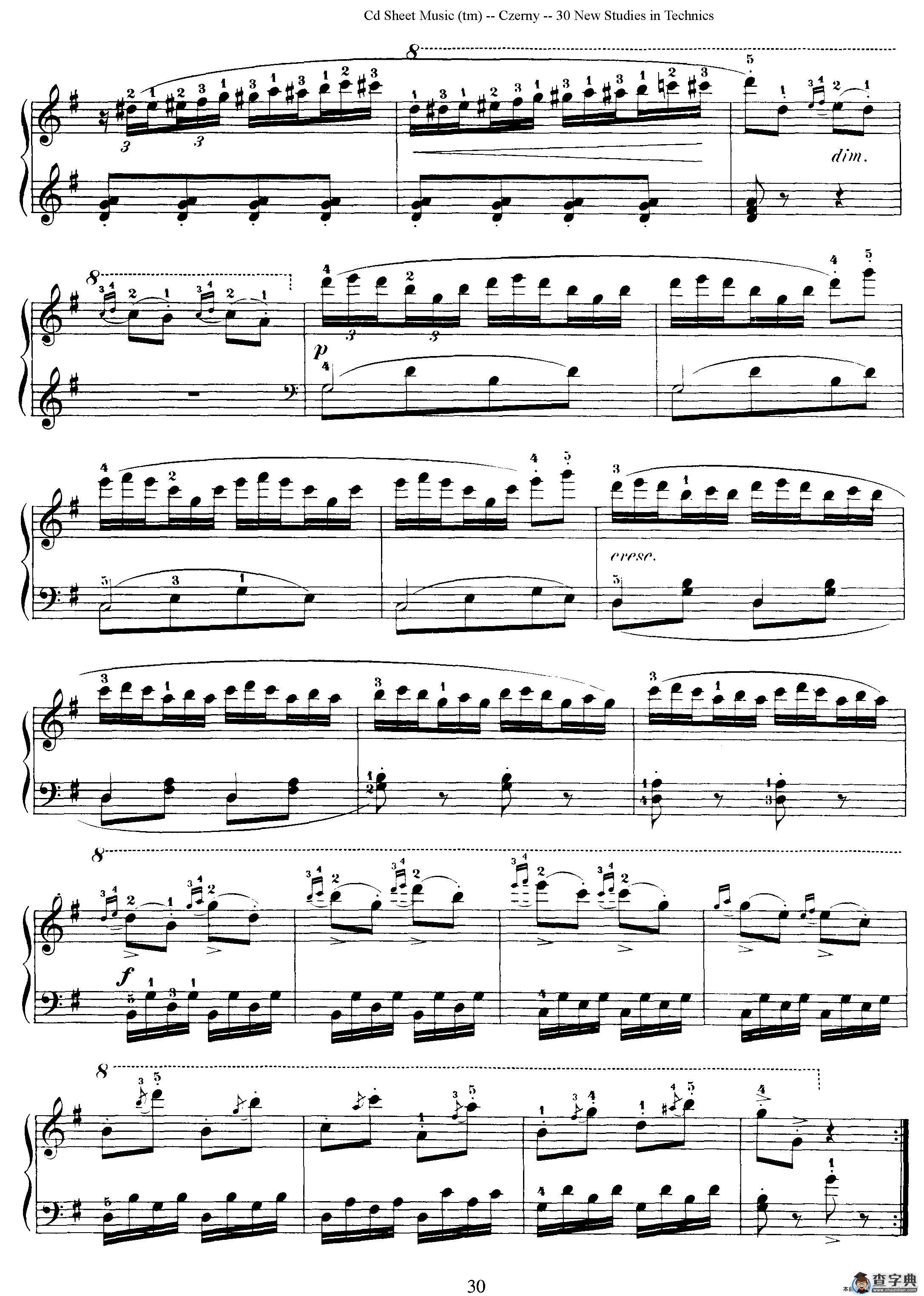 Czerny - 30 New Studies - 17（车尔尼Op849 - 30首练习曲）钢琴谱