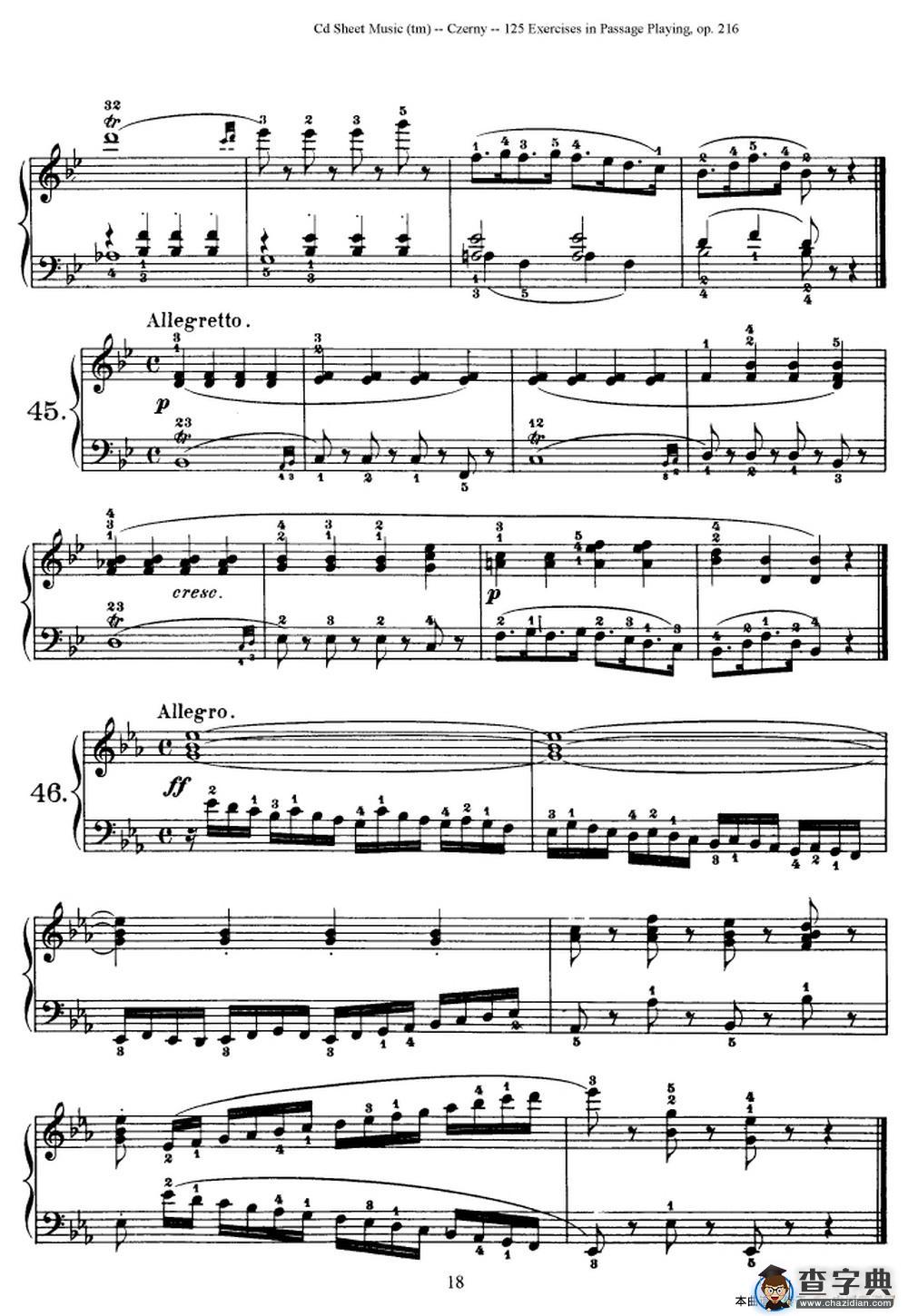 125 Exercises in Passage Playing Op.261（车尔尼125首钢琴短乐句练习曲（42——60））钢琴谱