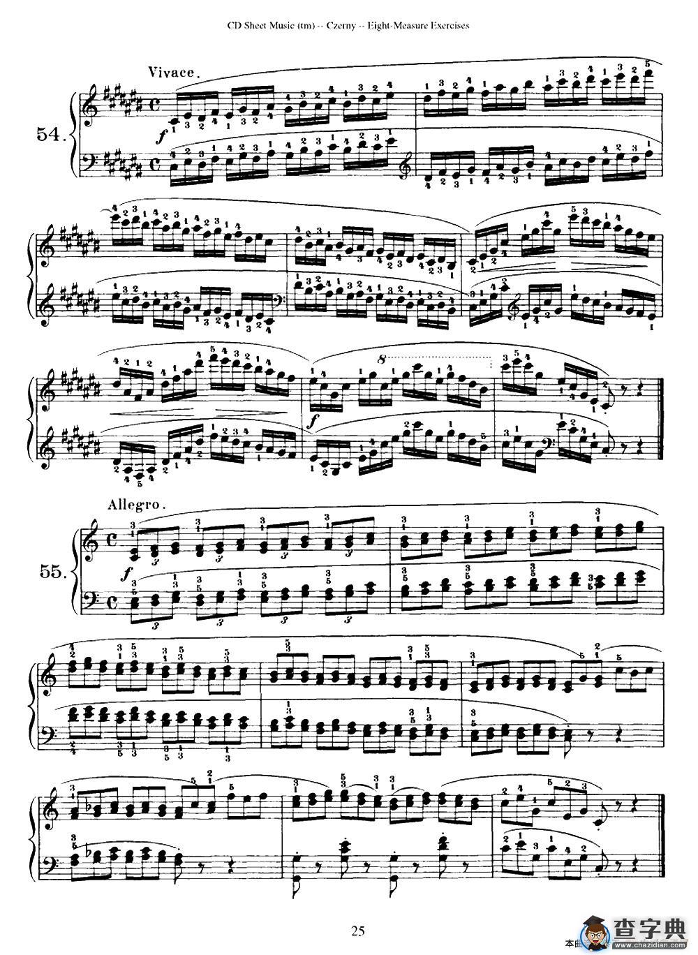 160 Eight- Measure Exercises.Op.821（车尔尼160首钢琴八小节练习曲（54——71））钢琴谱