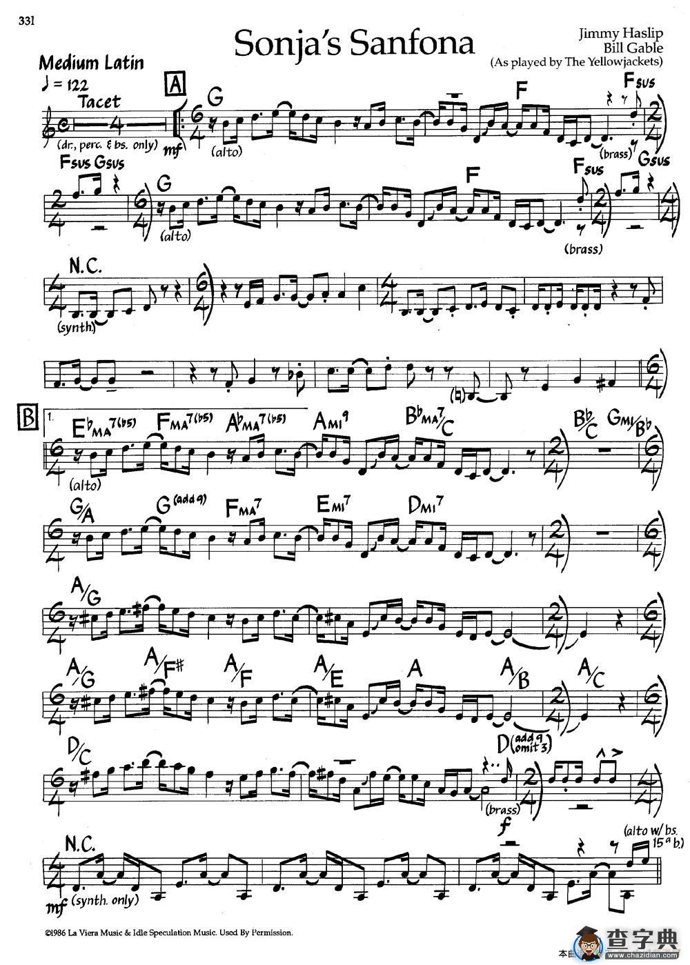 Sonjas Sanfona（爵士钢琴曲）钢琴谱