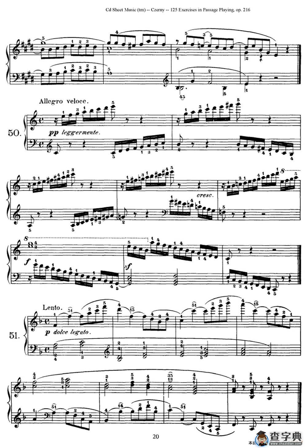 125 Exercises in Passage Playing Op.261（车尔尼125首钢琴短乐句练习曲（42——60））钢琴谱
