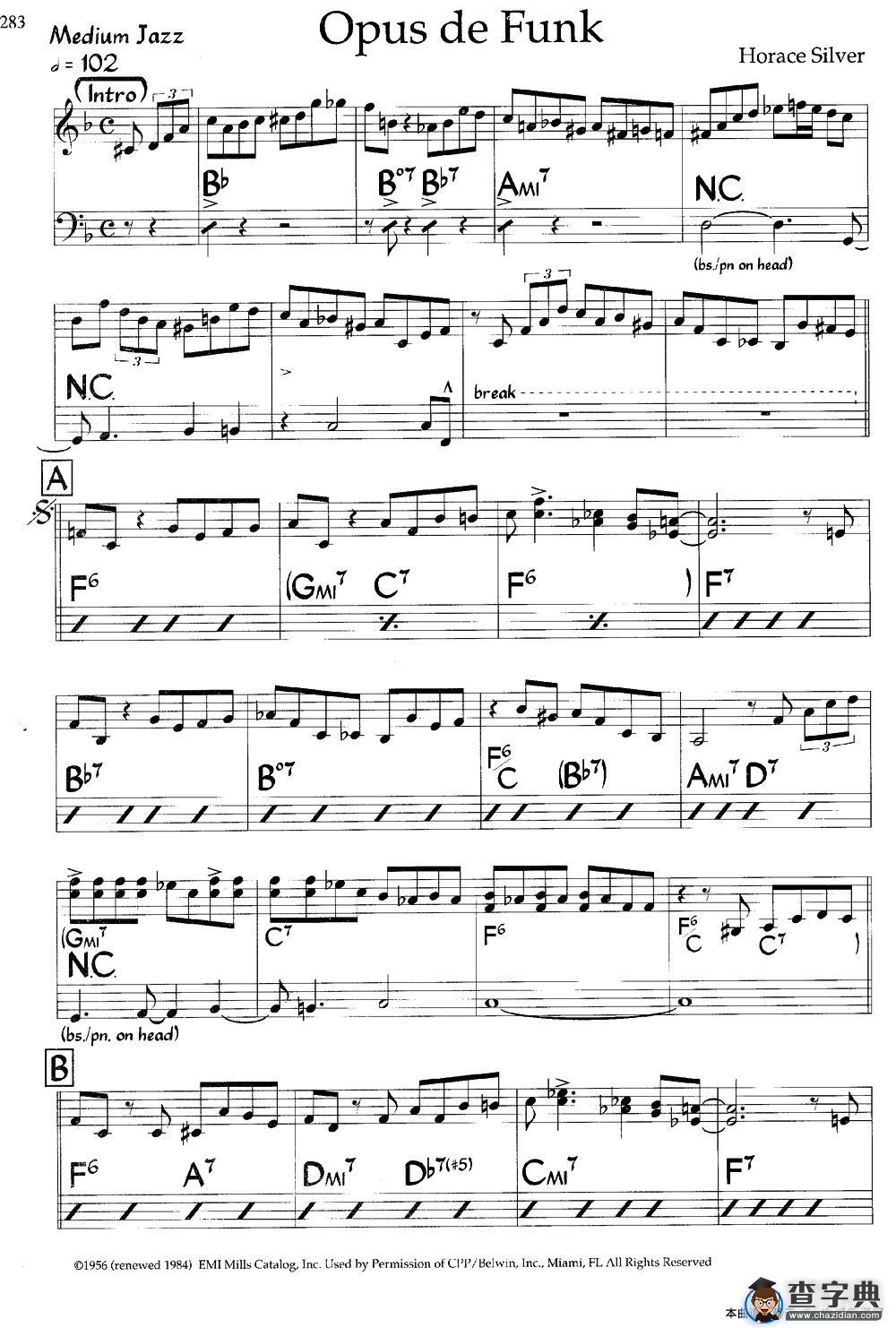 Opus de Funk（爵士钢琴曲）钢琴谱
