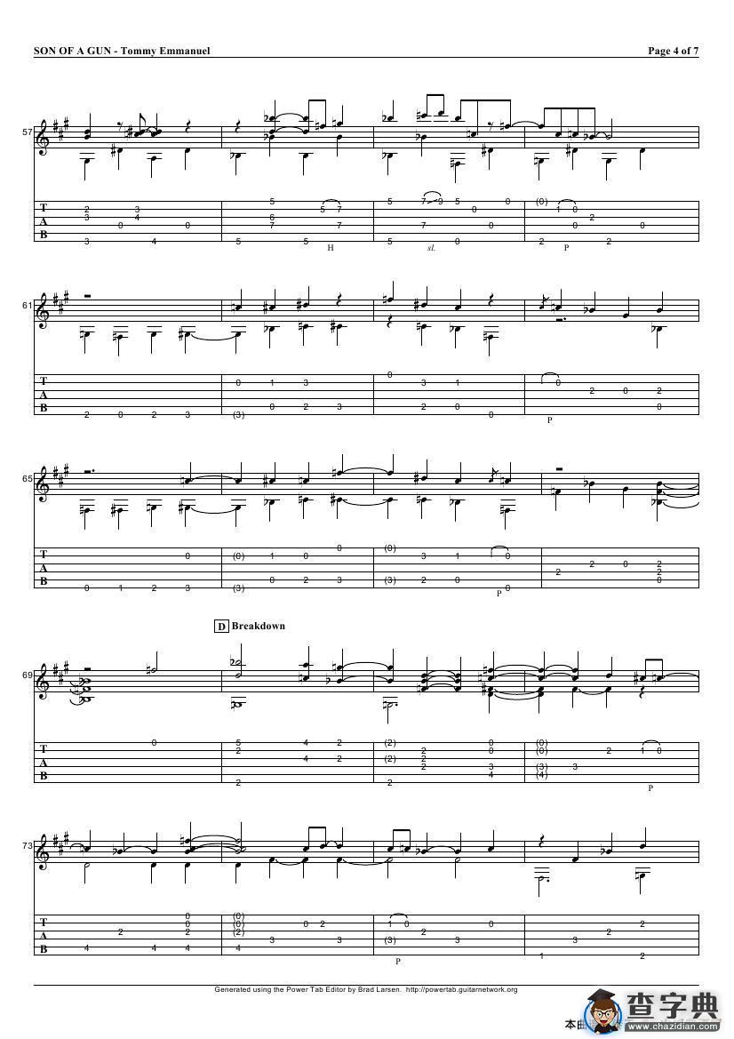 tommy emmanuel：son of a gun（指弹吉它）吉他谱