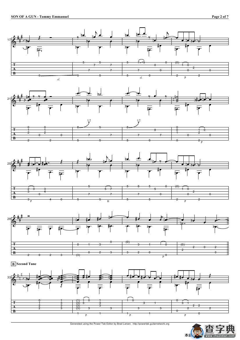 tommy emmanuel：son of a gun（指弹吉它）吉他谱