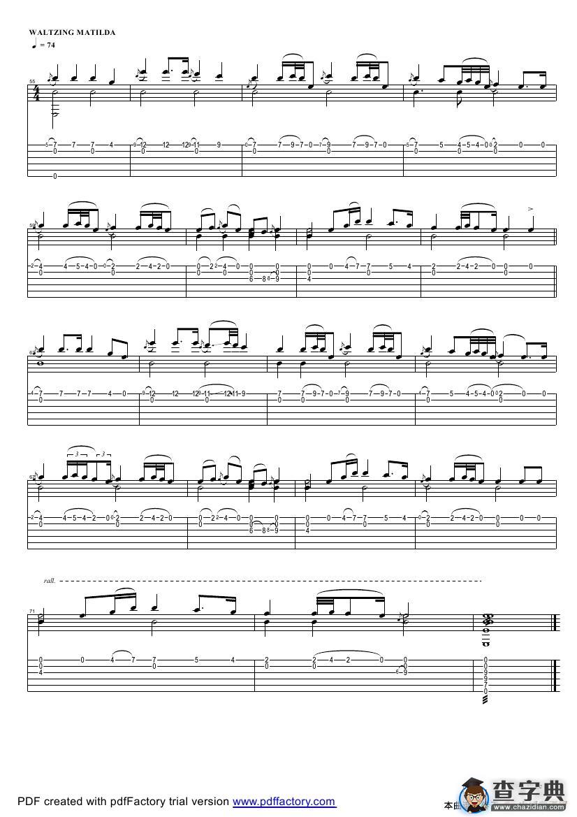 tommy emmanuel：the jolly swagman（指弹吉它）吉他谱