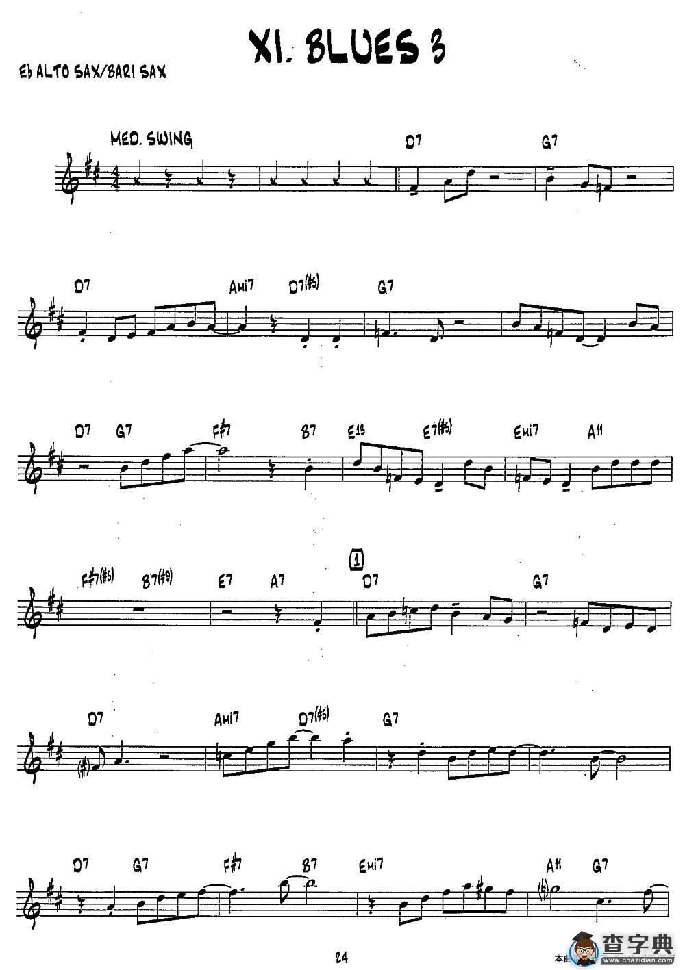 BLUES3（15首爵士练习曲之11）萨克斯谱