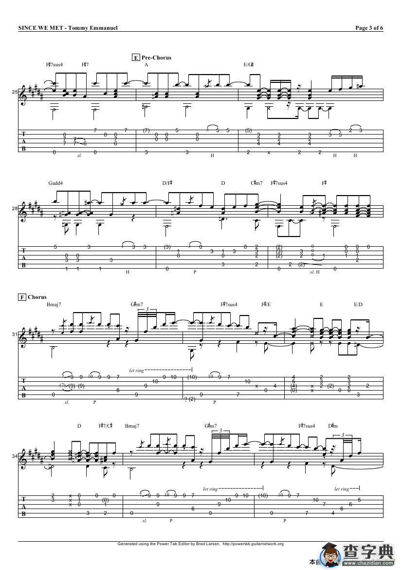 tommy emmanuel：since we met（指弹吉它）吉他谱