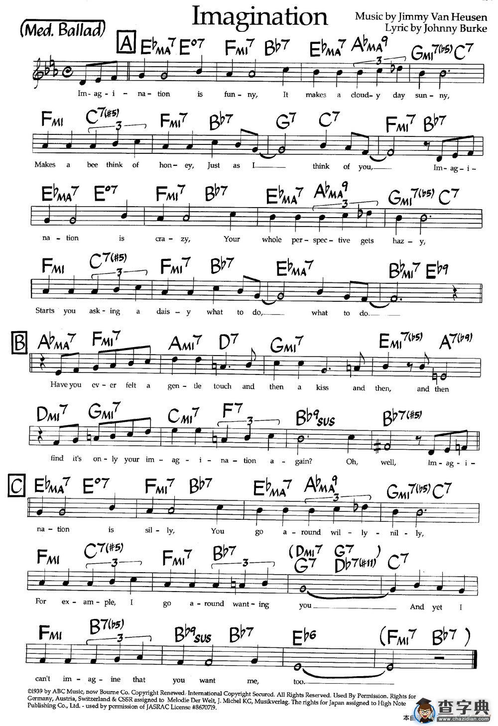 Imagination（爵士钢琴曲）钢琴谱