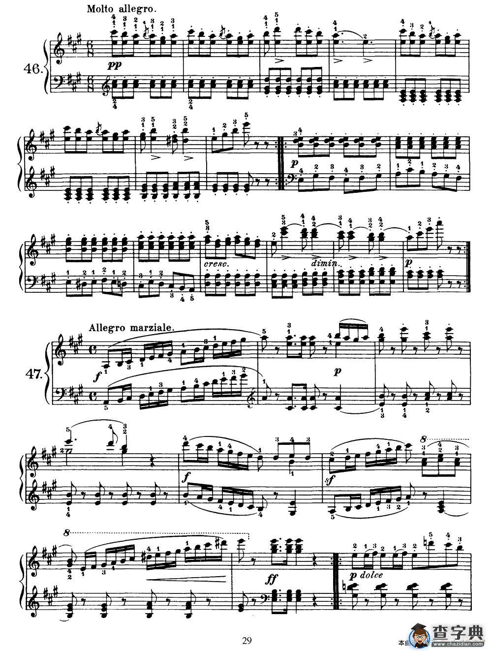 One Hundred and Ten Easy and Progressive Exercises Op.453（车尔尼110首简易练习曲 41——51）钢琴谱