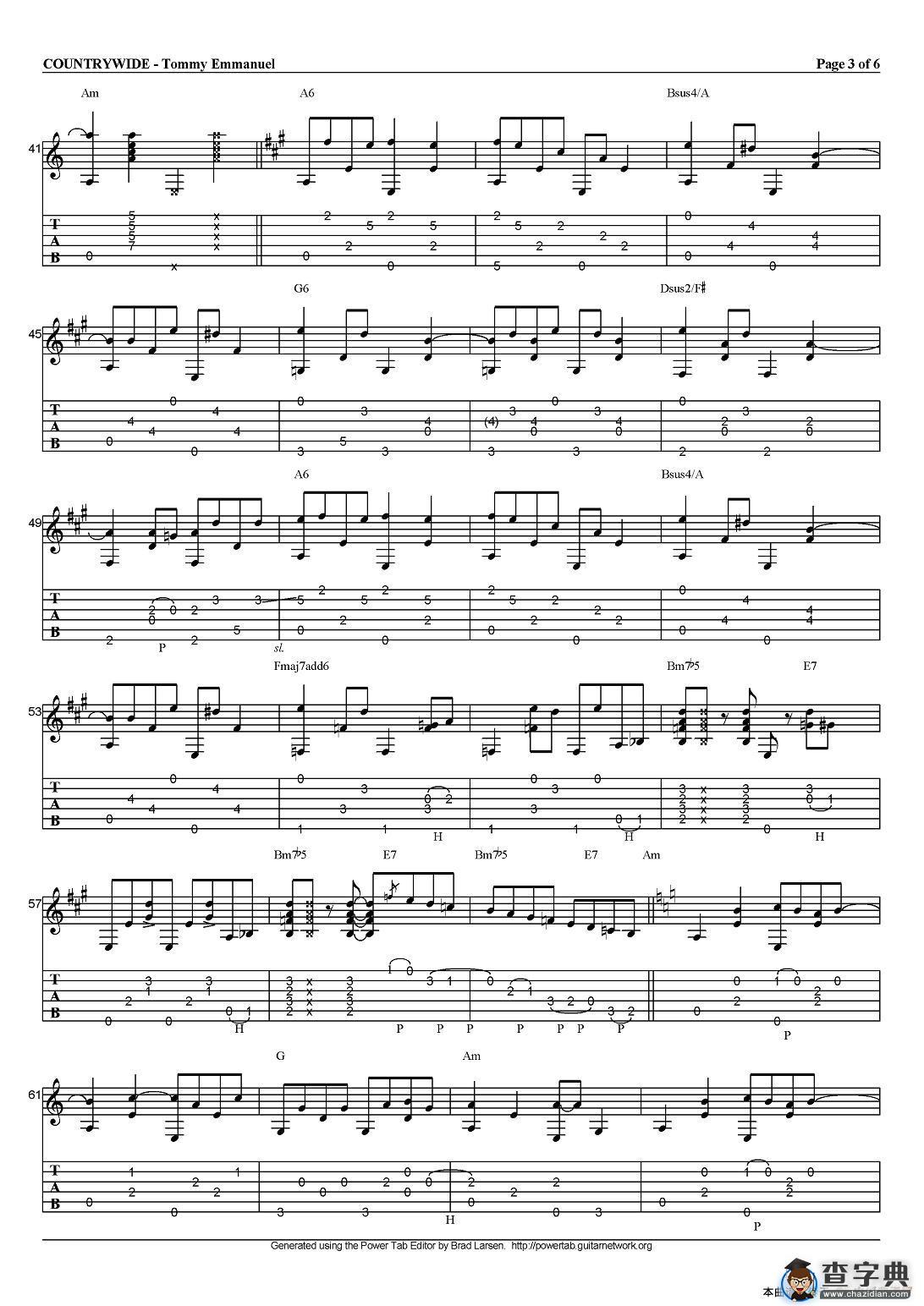 tommy emmanuel：countrywide（指弹吉他）吉他谱