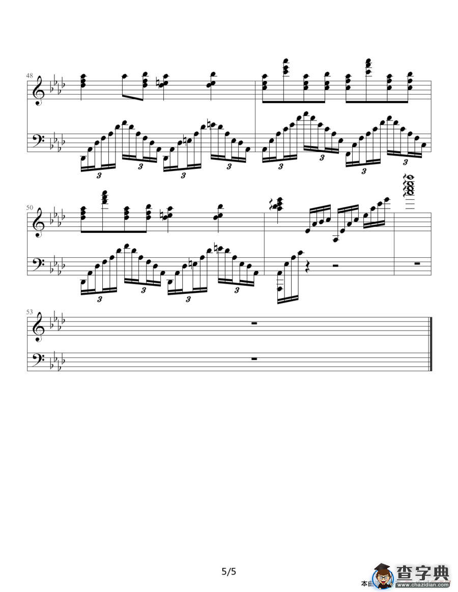 奔放的旋律（《人鬼情未了》主题曲）钢琴谱