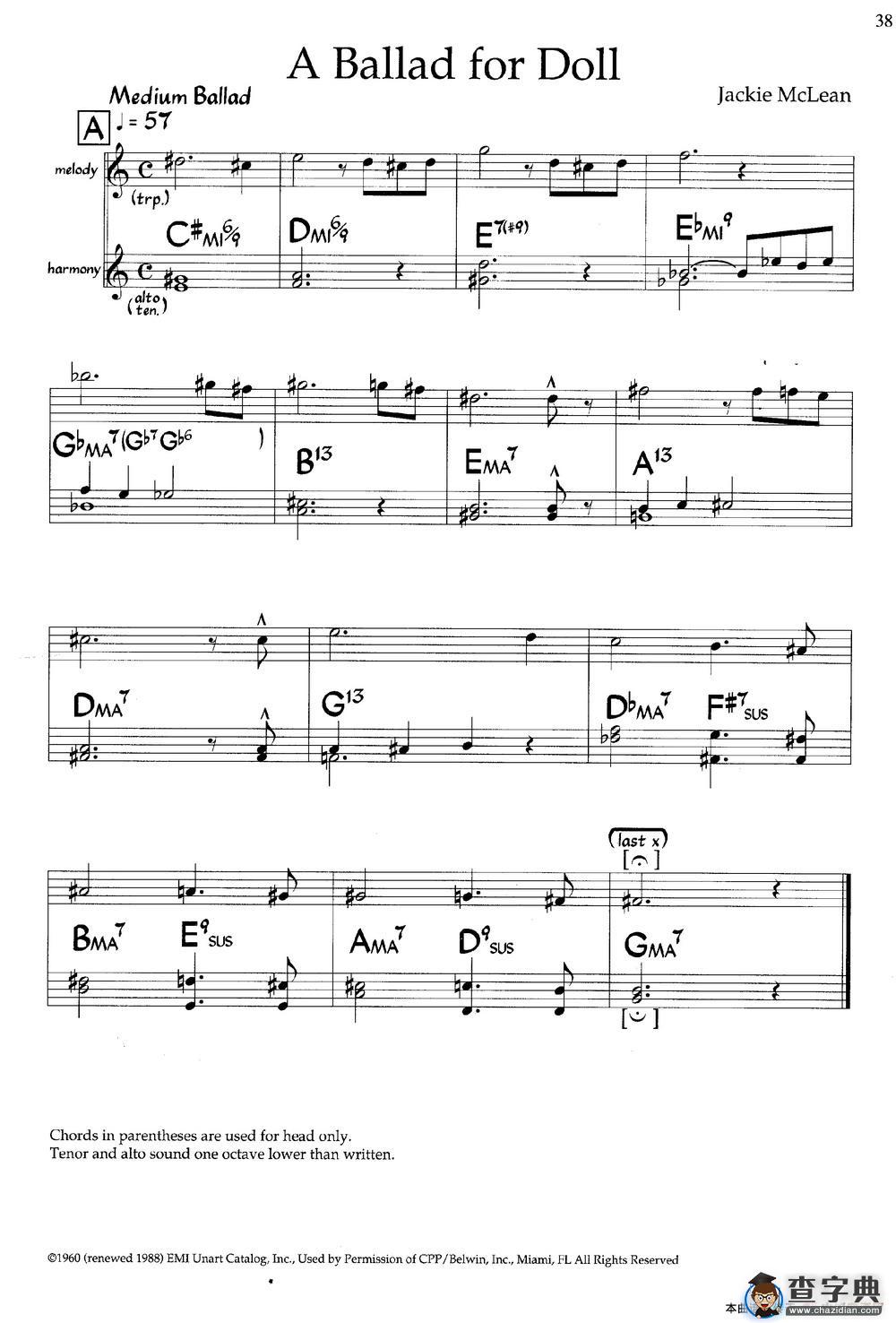 A ballad for Doll（爵士钢琴曲）钢琴谱