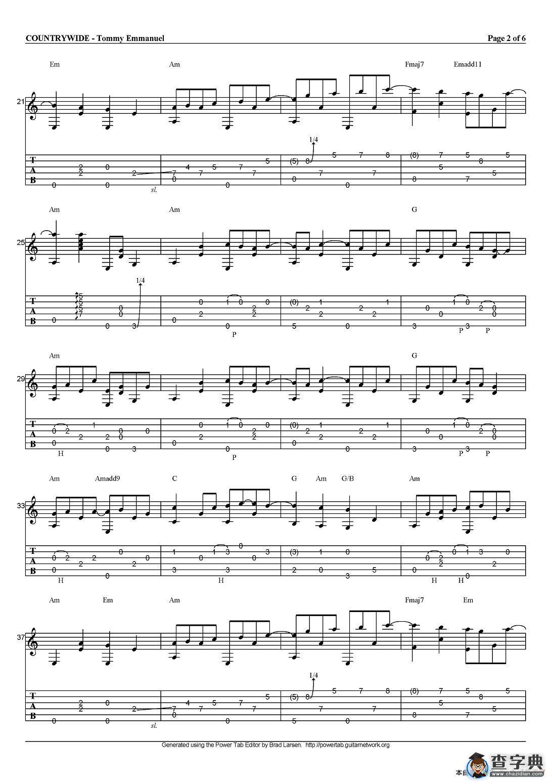 tommy emmanuel：countrywide（指弹吉他）吉他谱