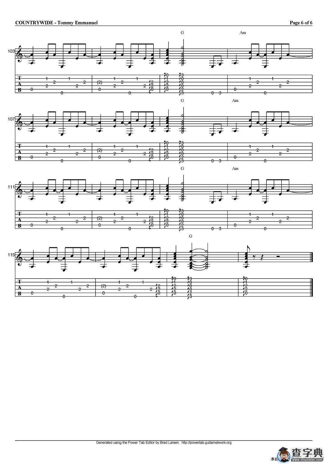 tommy emmanuel：countrywide（指弹吉他）吉他谱