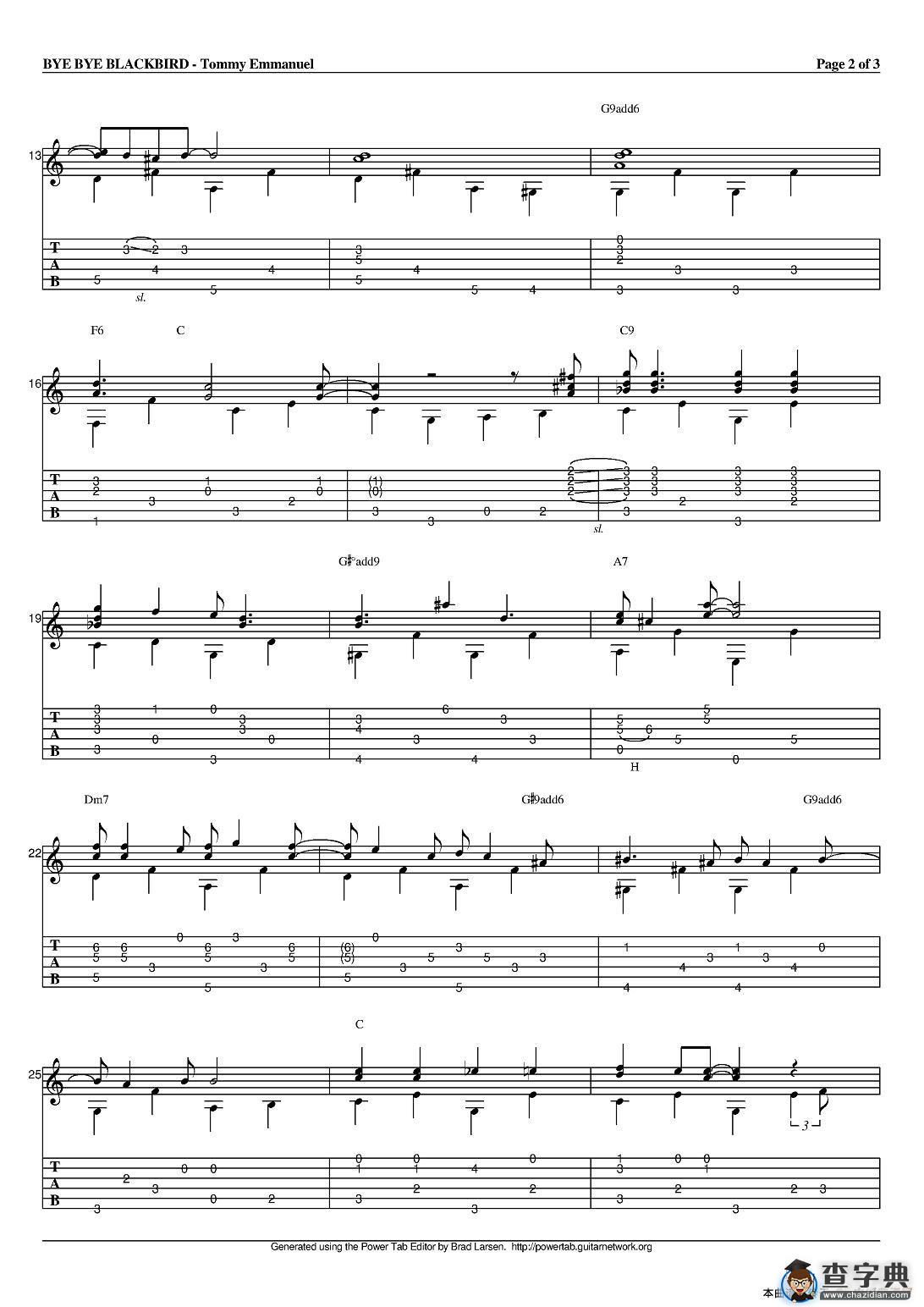 tommy emmanuel：bye bye blackbird（指弹吉他）吉他谱