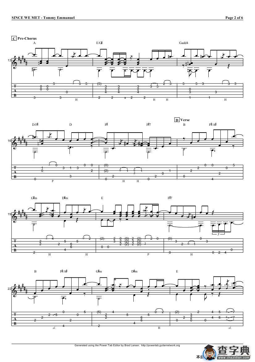 tommy emmanuel：since we met（指弹吉它）吉他谱