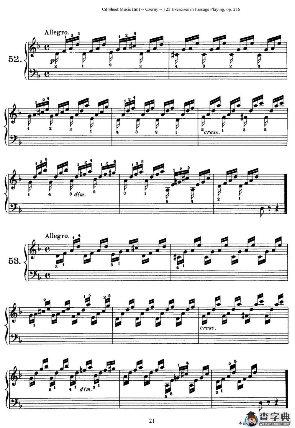 125 Exercises in Passage Playing Op.261（车尔尼125首钢琴短乐句练习曲（42——60））钢琴谱