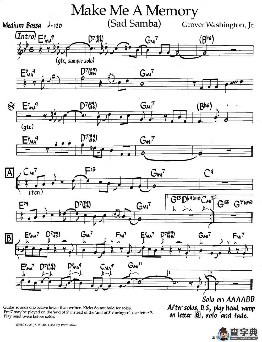 Make Me A Memory（爵士钢琴曲）钢琴谱