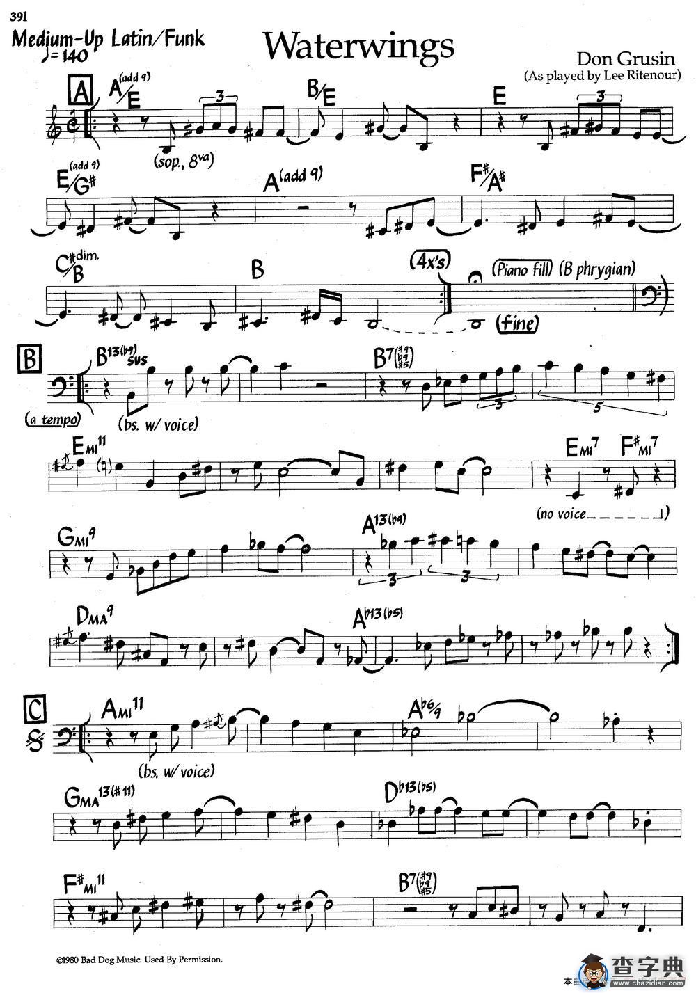 WaterWings（爵士钢琴曲）钢琴谱