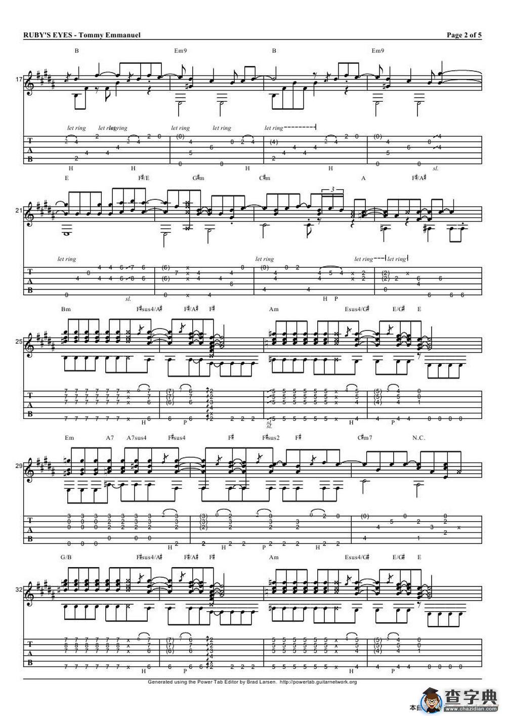 tommy emmanuel： rubys eyes（指弹吉它）吉他谱