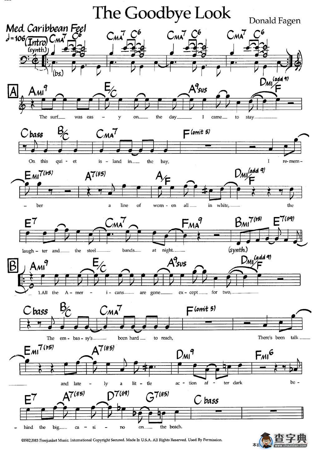 The Goodbye Look（爵士钢琴曲）钢琴谱